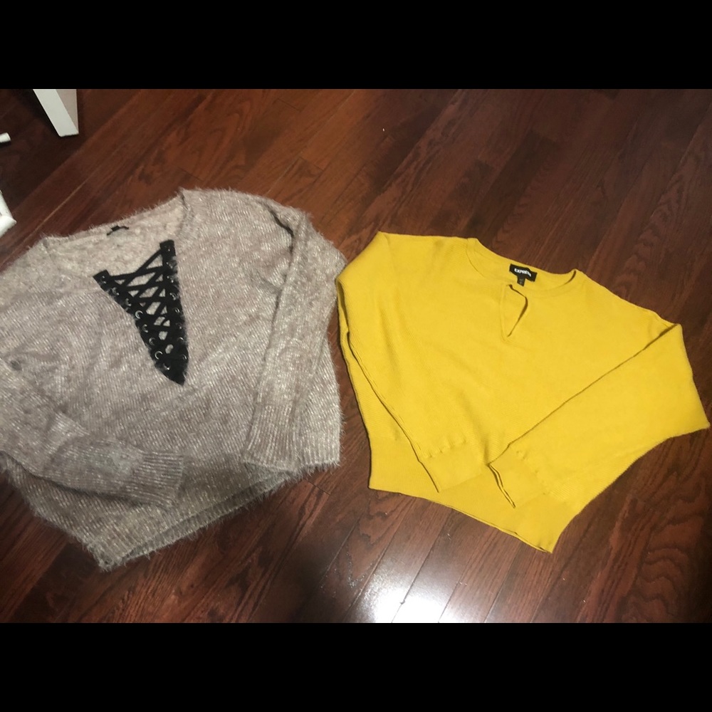 2 Express sweater size s yellow and tan